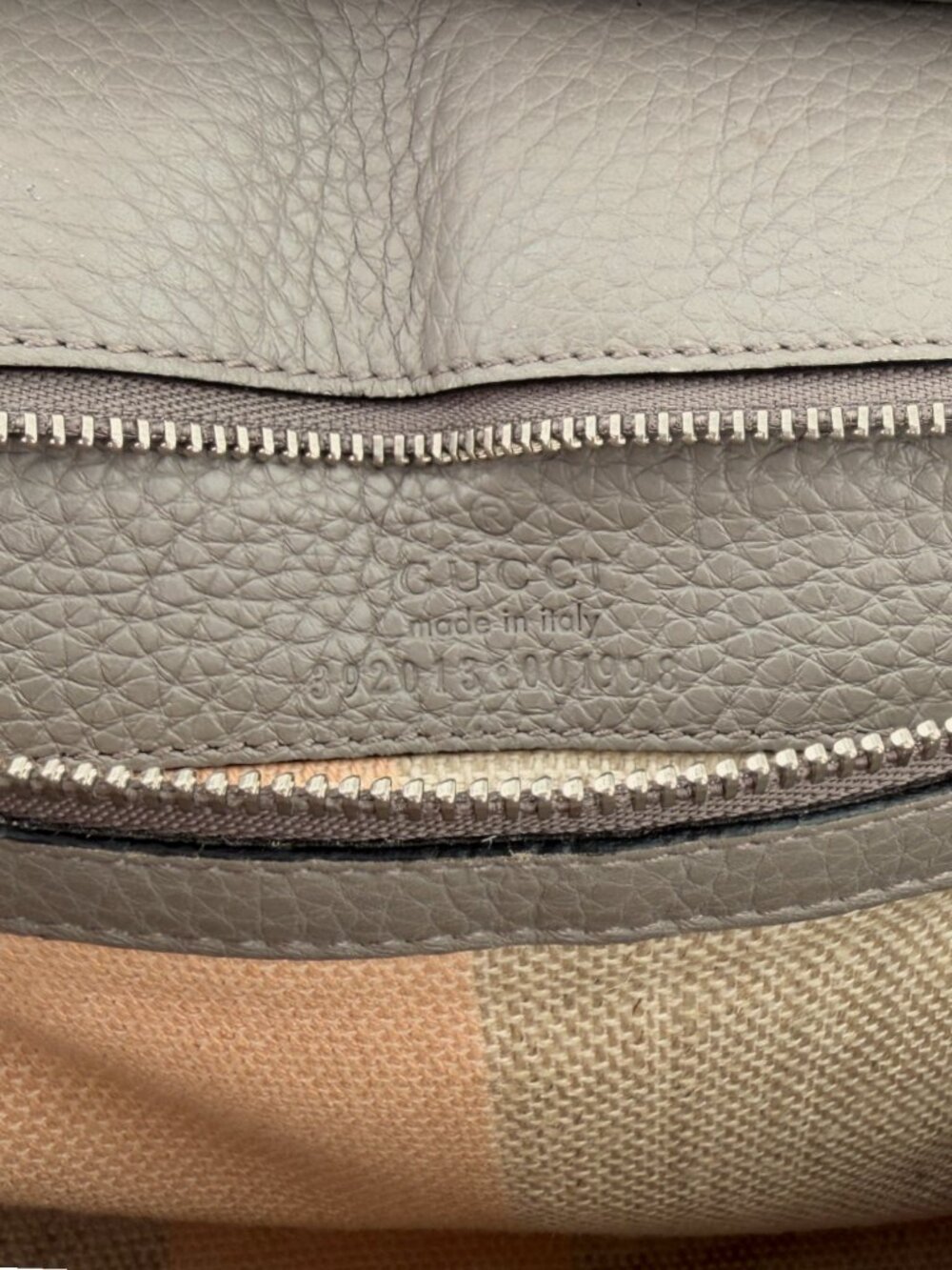 Gucci Gray Pebbled Calfskin Bamboo Daily Top Handle Satchel - Picture 9 of 15
